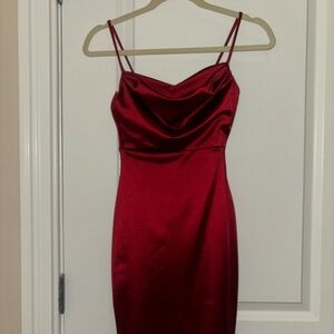 Elegant Red Satin Dress